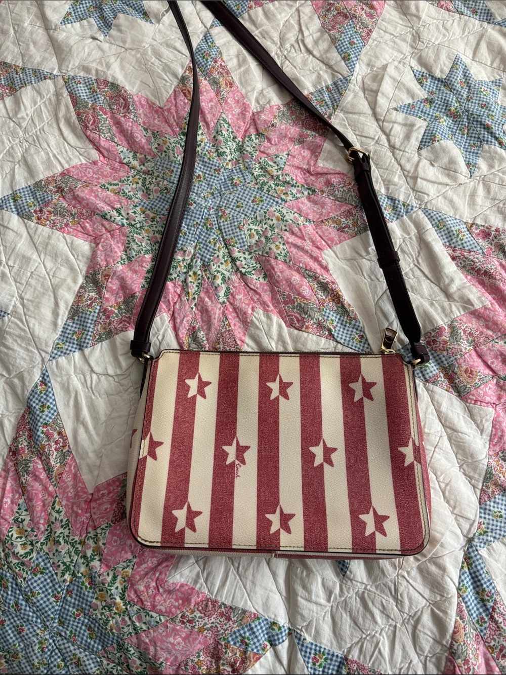 Coach Red & White Star-Stripe Crossbody Bag - Picture 2 of 6